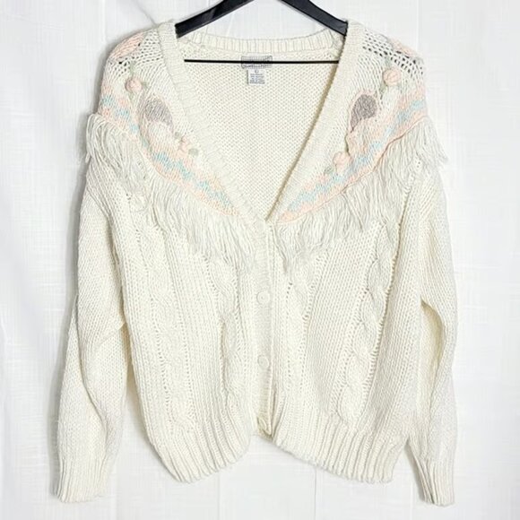 Spice Of Life Sweaters - Vintage Spice Of Life Fringe Women's Cardigan Sweater